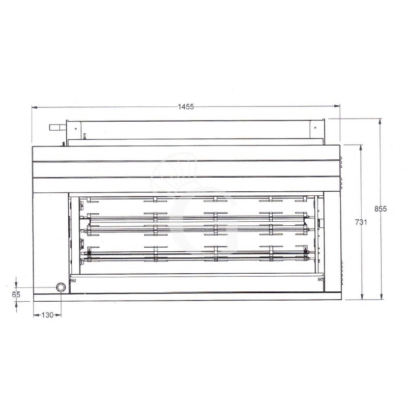 Elektro Hähnchengrill, 6 Spieße, B 1450 mm x T 680 mm x H 750 mm, für 42 Hähnchen