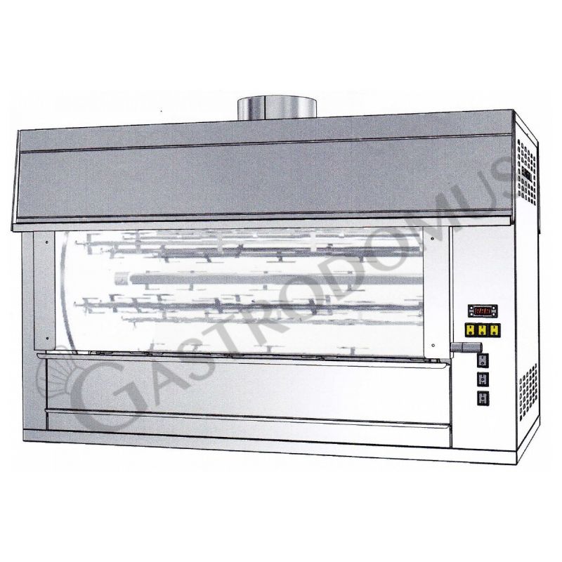 Elektro Hähnchengrill, 15 Spieße, B 1450 mm x T 880 mm x H 950 mm, für 105 Hähnchen