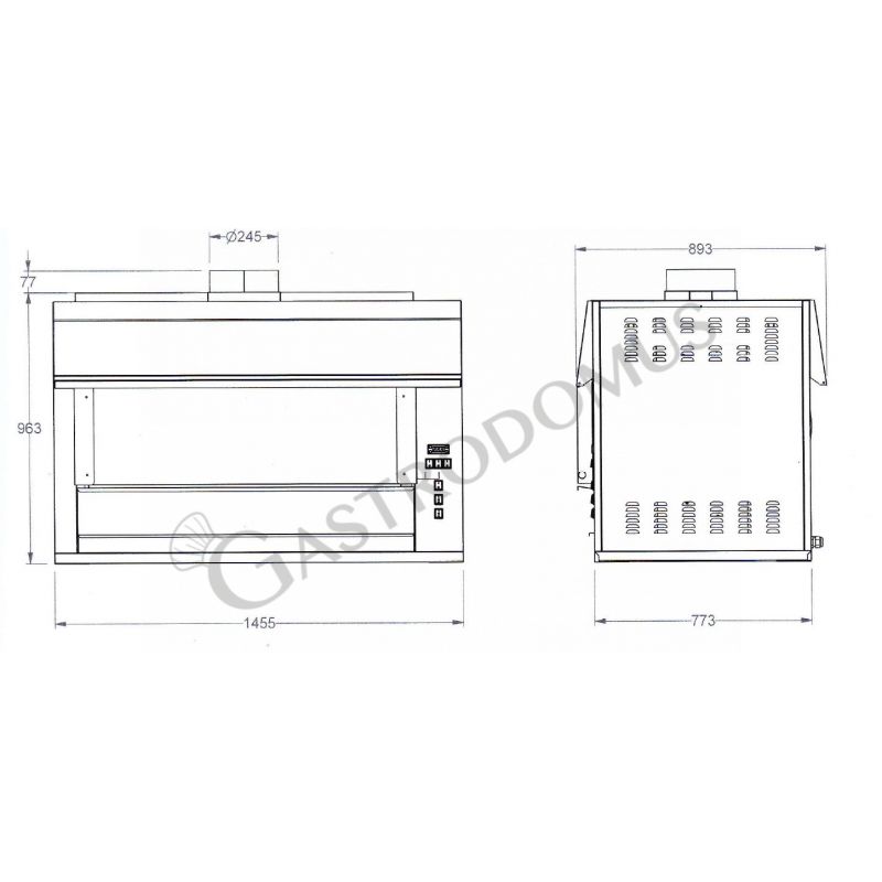 Elektro Hähnchengrill, 15 Spieße, B 1450 mm x T 880 mm x H 950 mm, für 105 Hähnchen
