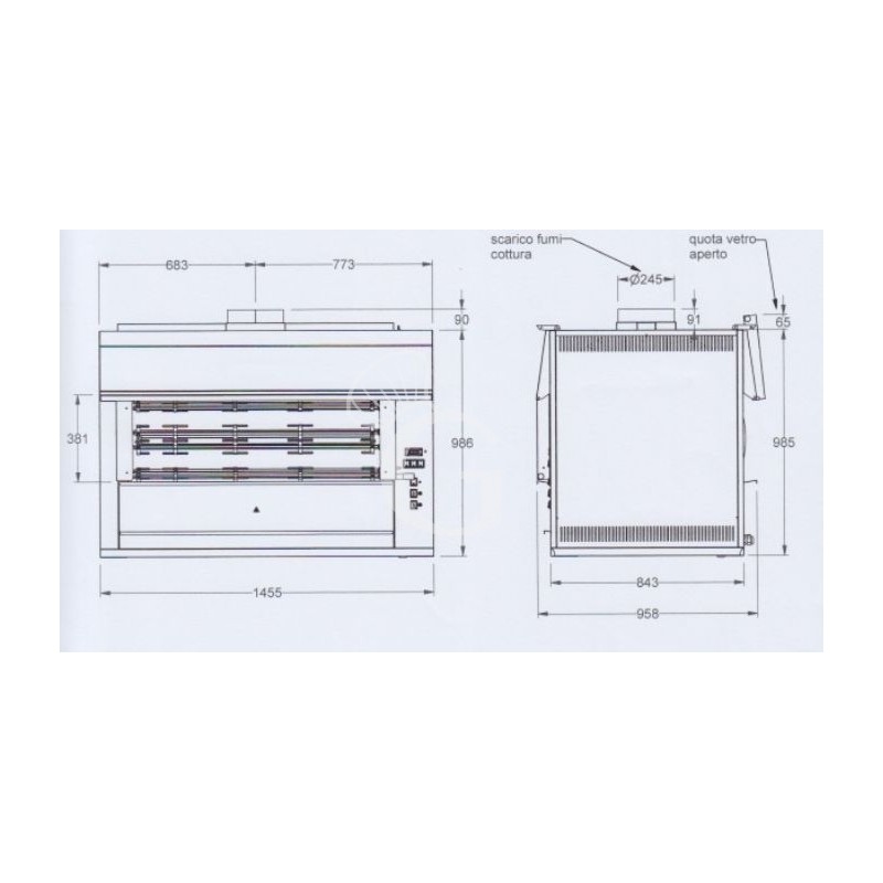 Elektro Hähnchengrill, 18 Spieße, B 1450 mm x T 930 mm x H 980 mm, für 126 Hähnchen