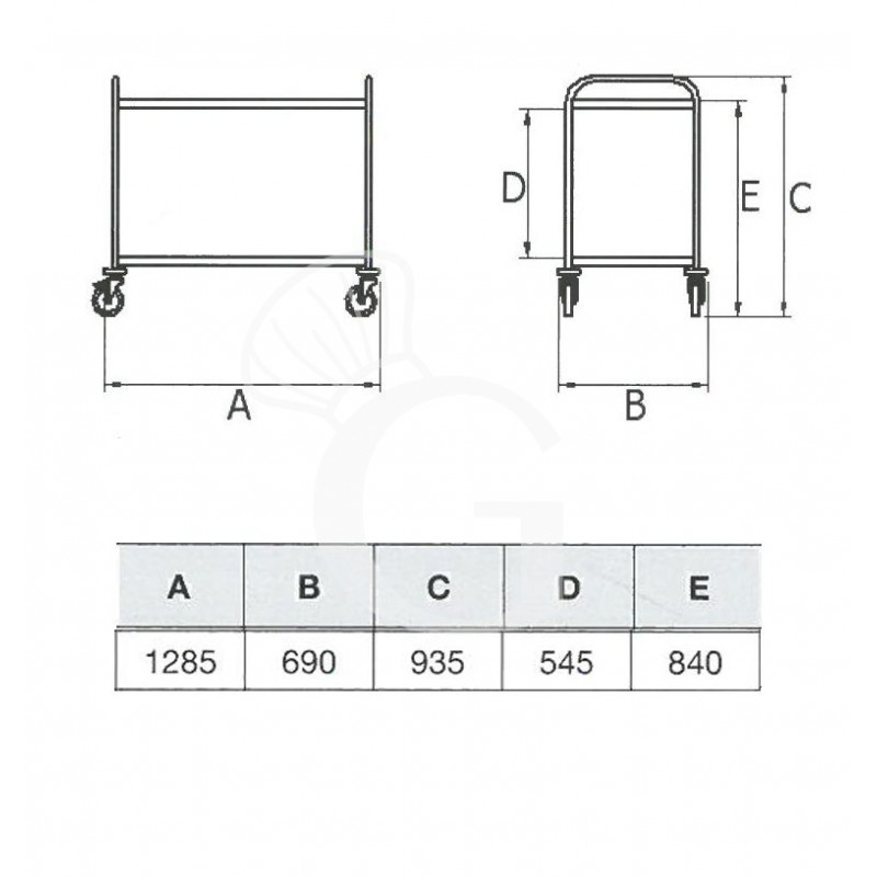 Mehrzweckwagen aus Edelstahl, 2 Fachböden, B 1285 mm x T 690 mm x H 935 mm