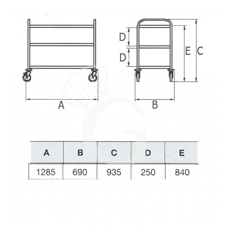 Mehrzweckwagen aus Edelstahl, 3 Fachböden, B 1285 mm x T 690 mm x H 935 mm
