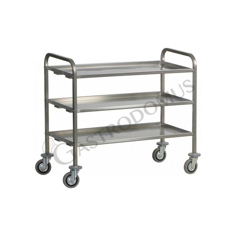 Schwerlastwagen – Edelstahl – 3 Ablagen – B 920 mm x T 670 mm x H 980 mm