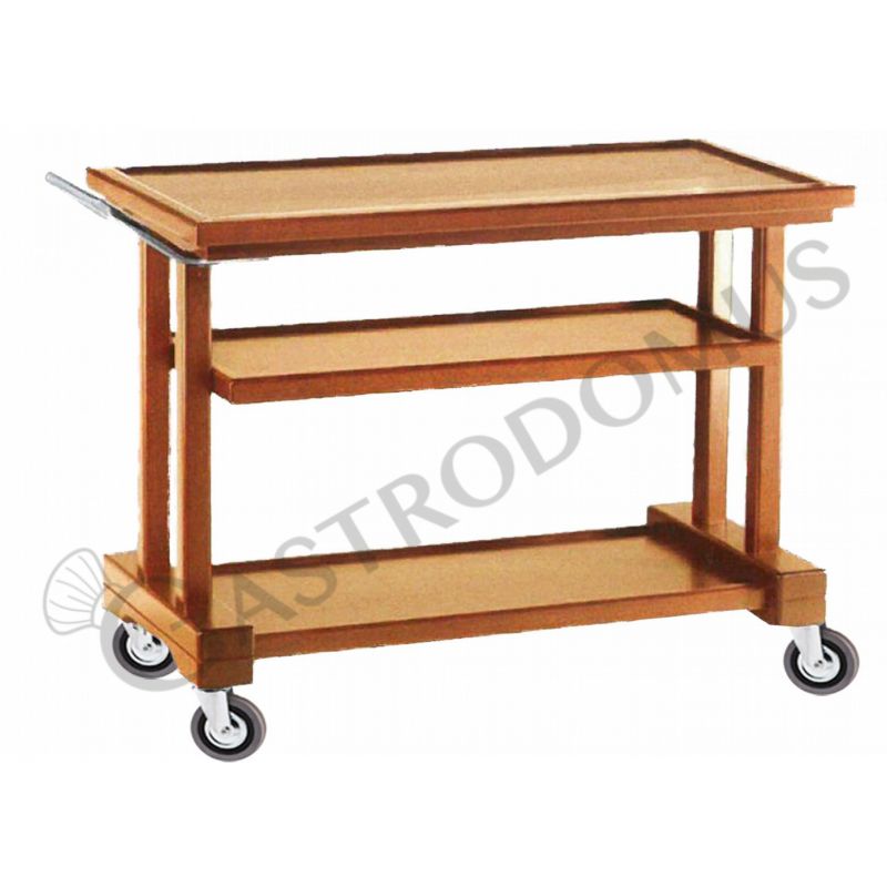 Servierwagen aus Massivholz, 3 Borde aus mehrschichtigem Birkenholz, B 1150 mm x T 550 mm x H 820 mm Servierwagen aus Massivholz, 3 Borde aus mehrschichtigem Birkenholz, B 1150 mm x T 550 mm x H 820 mm