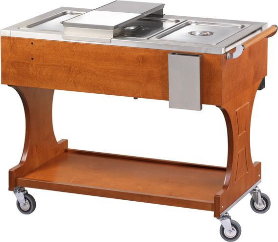 Thermowagen/Speisenausgabewagen Bain-Marie, 3 GN 1/1 Behälter, B 1230 mm x T 650 mm x H 950 mm