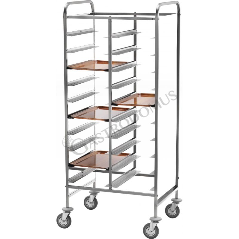 Tablettwagen/Gastronormwagen, 20 GN 1/1 Tabletts , verstärkter Edelstahlrahmen, B 740 mm x T 620 mm x H 1750 mm