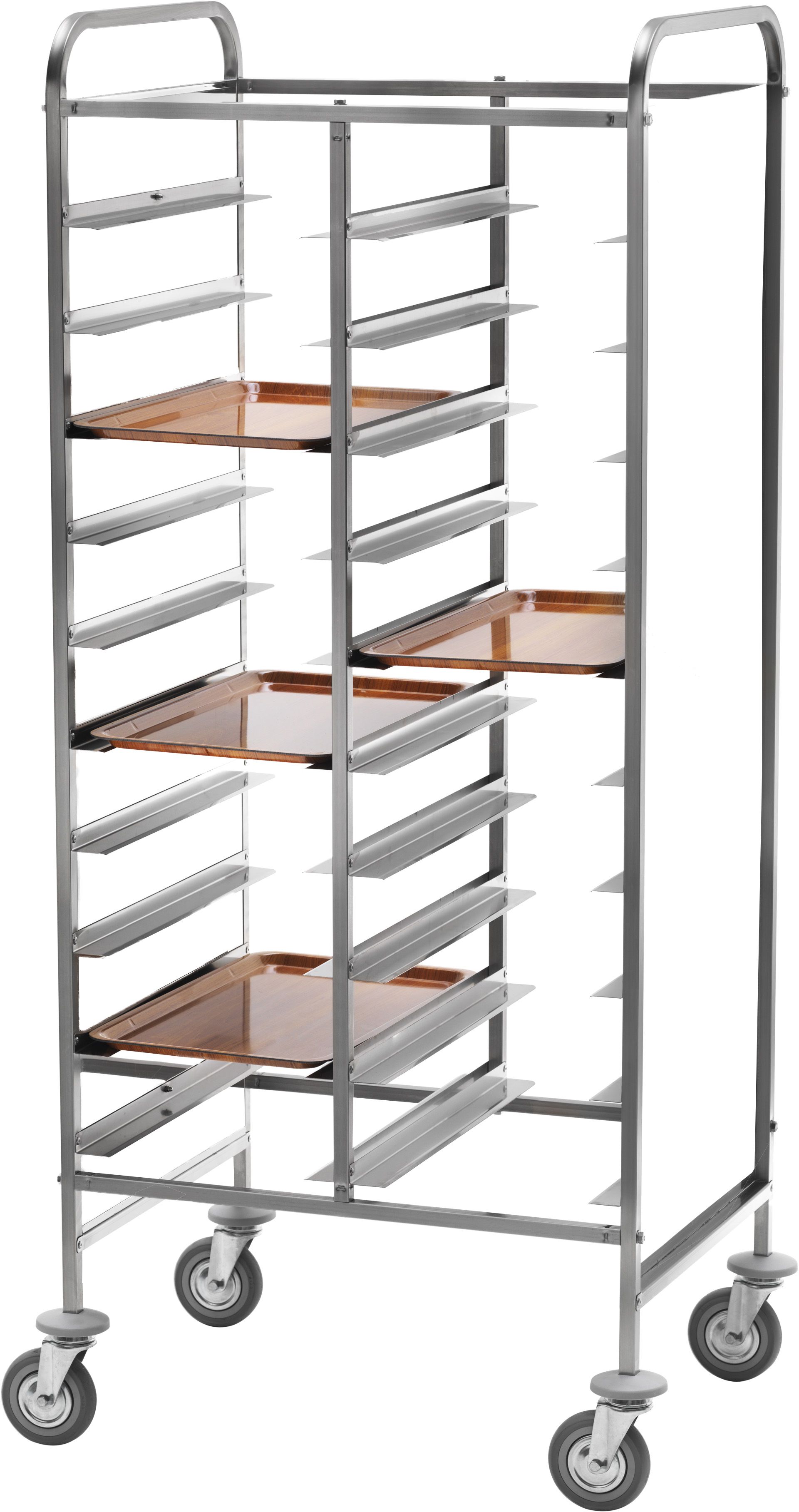 Tablettwagen/Gastronormwagen, 20 GN 1/1 Tabletts , verstärkter Edelstahlrahmen, B 740 mm x T 620 mm x H 1750 mm