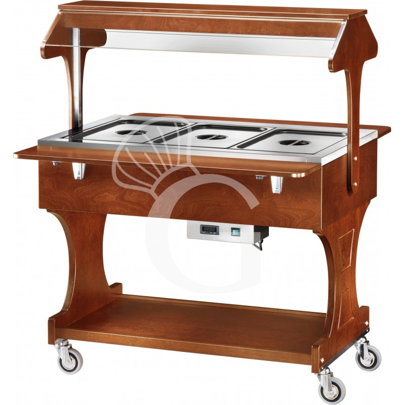 Espositore caldo bagnomaria in noce 2x1/1GN