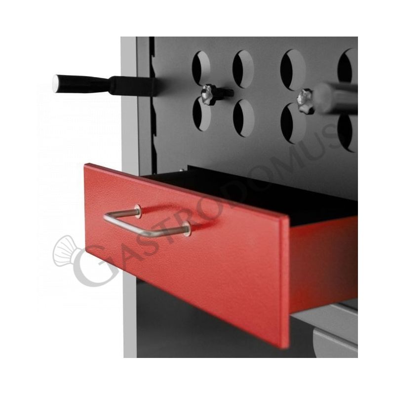 Modularer Doppel-Holzkohlegrill, B 1500 mm x T 670+300 mm x H 2400 mm.