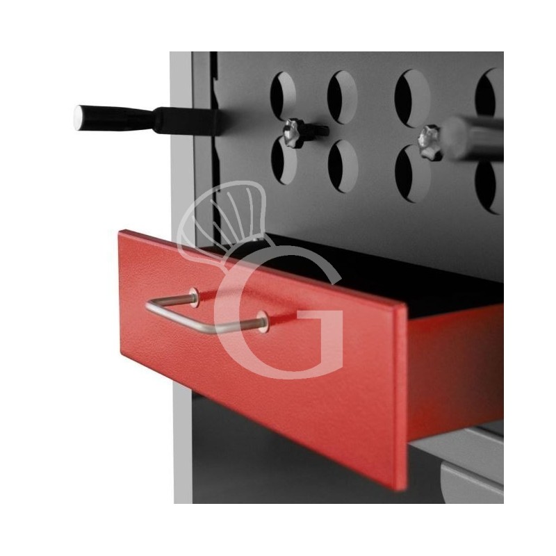 Dreifacher modularer Holzkohlegrill, B 2200 mm x T 670+300 mm x H 2400 mm