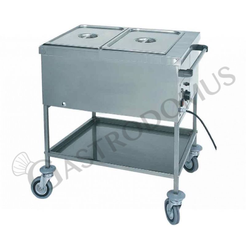 Thermowagen/Speisenausgabewagen, Bain-Marie, 2 GN 1/1 Behälter, B 840 mm x T 650 mm x H 850 mm