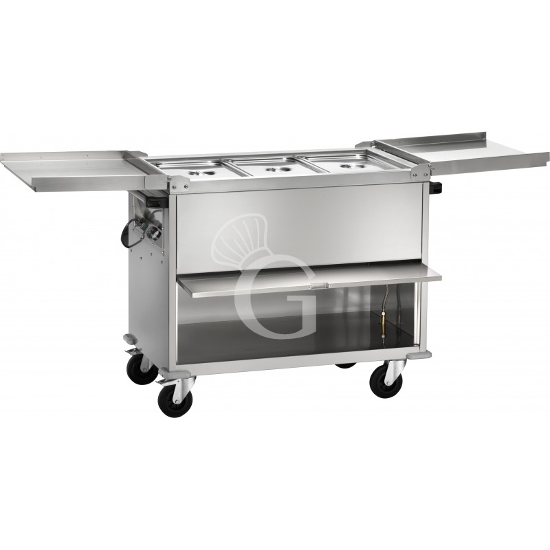 Thermowagen mit Unterschrank, 3 GN 1/1 Behälter, B 1300 mm x T 680 mm x H 1020 mm