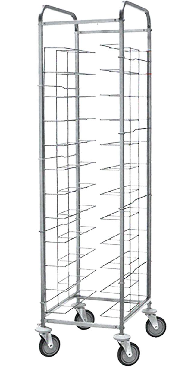 Universal Tablettwagen aus Edelstahl, 12 Tabletts, B 580 mm x T 520 mm x H 1850 mm