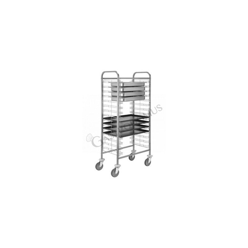 Tablettwagen/Gastronormwagen, 15 GN 1/1 Behälter (od. 600x400 mm Bleche), B 770 mm x T 460 mm x H 1550 mm