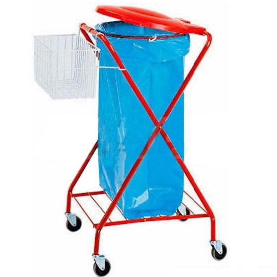 Müllsackständer mit Rollen, lackiert, mit Korb, B 580 mm x 560 mm x H 1020 mm
