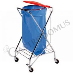 Abfallwagen mit Fußpedal, X-Form, verchromt, B 580 mm x 560 mm x H 1020 mm