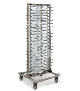 Tellerwagen aus Edelstahl und Aluminium, B 720 mm x T 720 mm x H 1820 mm