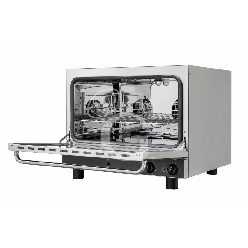 Elektro Heißluftofen, für die Bäckerei, Luftbefeuchter, Klapptür, mechanische Steuerung, einphasig, 4 Backbleche (600x400 mm)