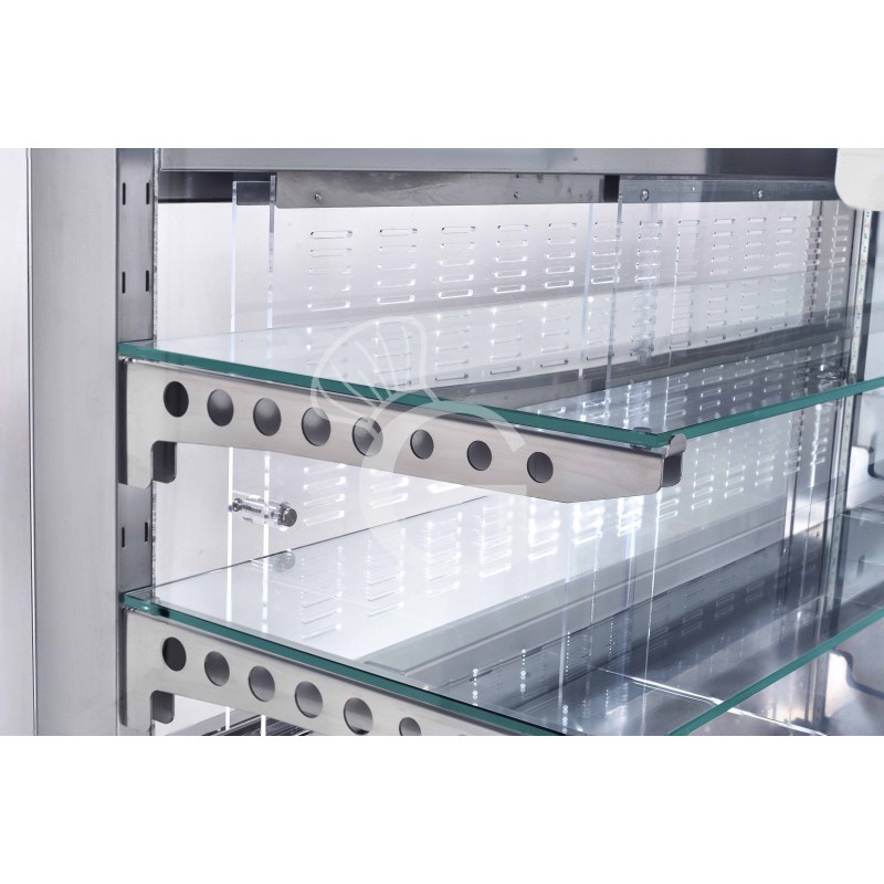 Einbau-Kühlvitrine, Umluftkühlung, 3 Ablage, kubisch, kundenseitiger Vorhang, L 1135 mm