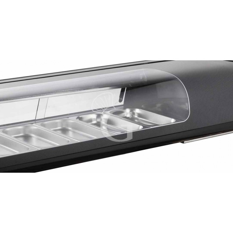 SUSHI-KÜHLAUFSATZVITRINE FÜR 4 x GN1/3 BEHÄLTER, B 1177 mm x T 420 mm x H 265 mm