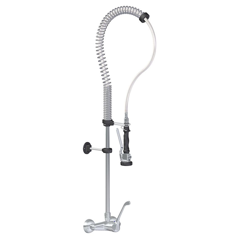 Zweiloch-Armatur mit Handbrause, Wandmontage, langer Hebel