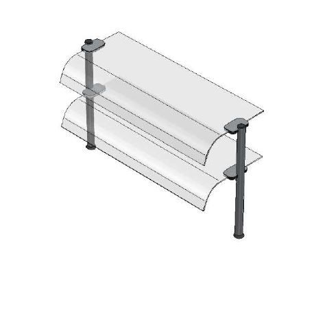2-geschossiger Oberbau – gewölbtes Glas – B 1120 x T 415 x H 655 mm