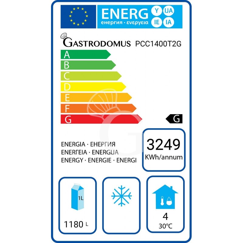 Kühlschrank (1400 Liter), Edelstahl, Umluftkühlung, 2 Glastüren, Temperatur -2°C/+10°C
