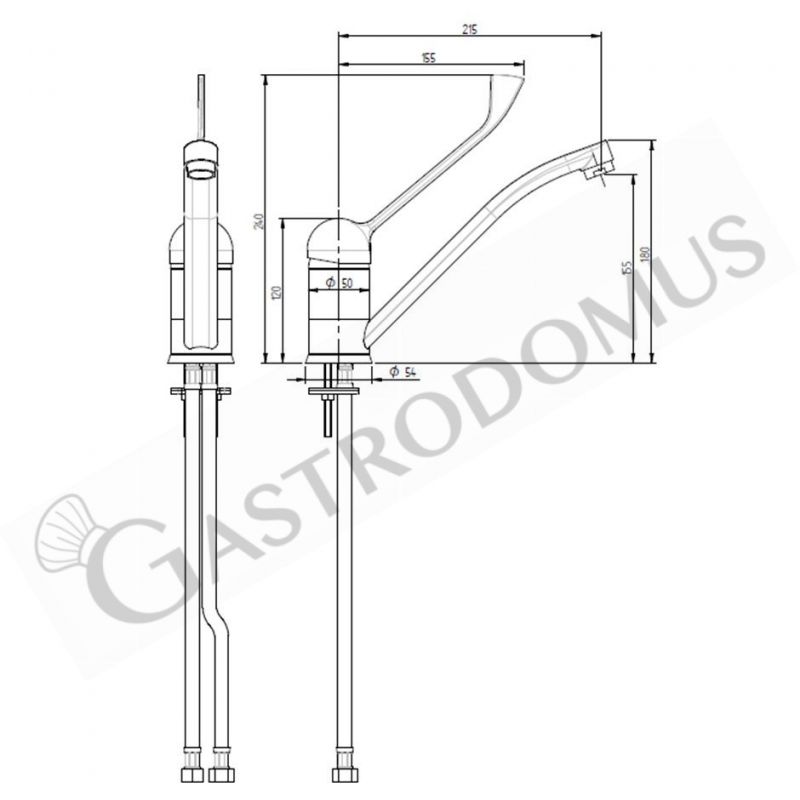 Mischbatterie für Kühltisch mit Spülbecken