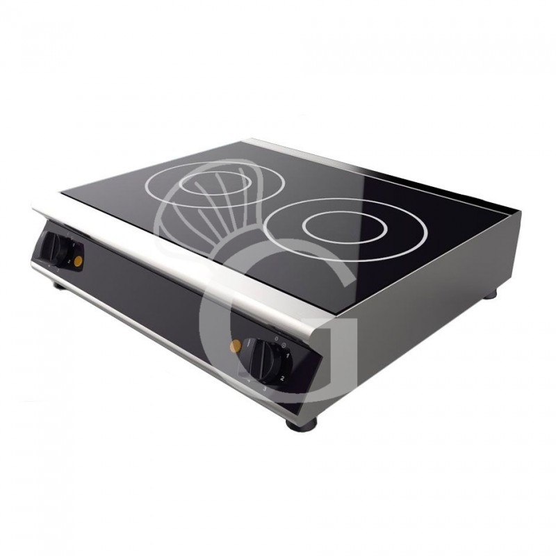 Professionelle Infrarot-Kochplatte aus Glaskeramik, Tischgerät, 2 Kochzonen, B 570 mm x T 510 mm x H 120 mm