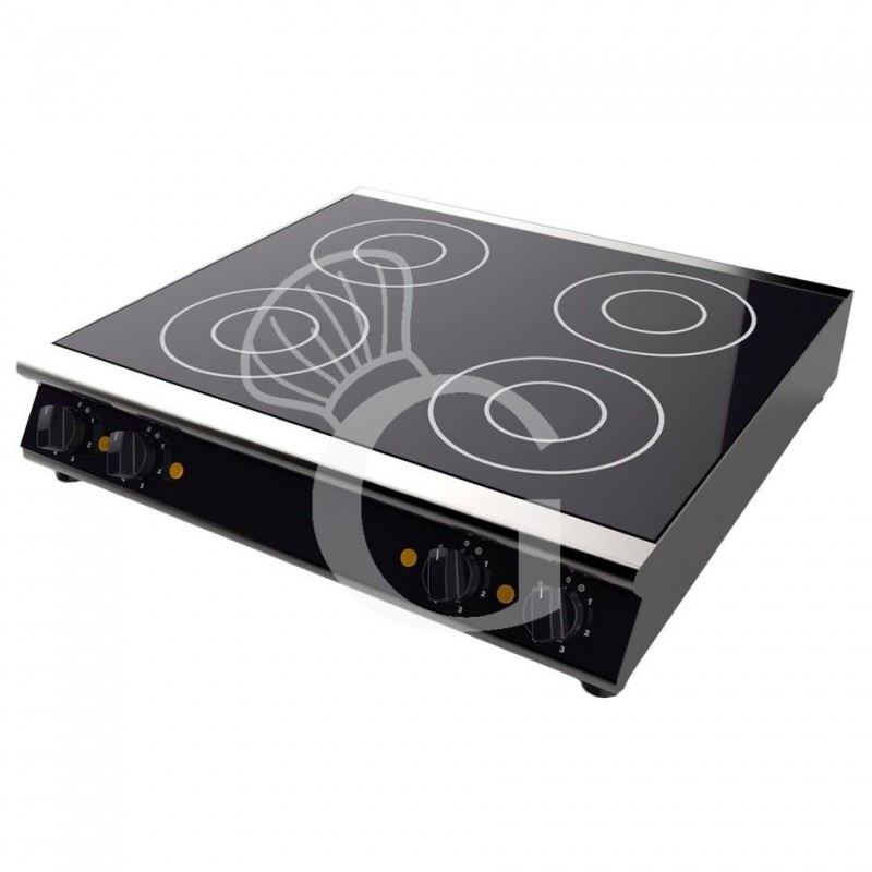 Professionelle Infrarot-Kochplatte aus Glaskeramik, Tischgerät, 4 Kochzonen, B 710 mm x T 670 mm x H 120 mm