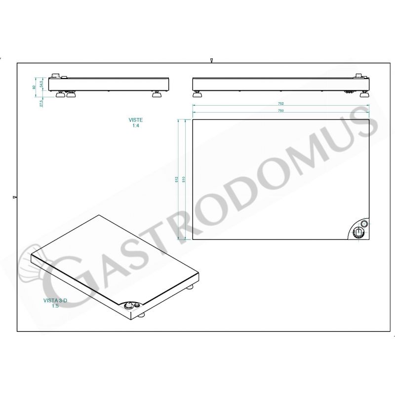 Warmhalteplatte, Glaskeramik, B 750 mm x T 510 mm x H 60 mm.