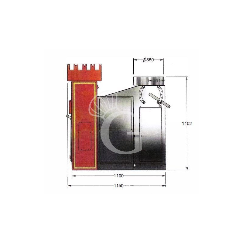 Holzbeheizter Hähnchengrill, Rotation, B 1805 mm x T 1100 mm x H 2235 mm, für 84 Hähnchen