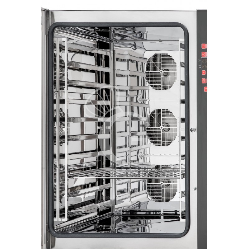 Gastro Heißluftofen, elektrisch, Luftbefeuchter, Flügeltür, digitale Steuerung, dreiphasig, 10 Backbleche GN1/1 (530 x 325 mm)