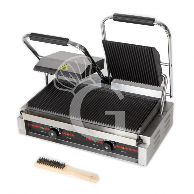 Doppel Kontaktgrill, gerillt, Grillplatte aus Gusseisen, B 570 mm x T 305 mm x H 190m Doppel Kontaktgrill, gerillt, Grillplatte aus Gusseisen, B 570 mm x T 305 mm x H 190m
