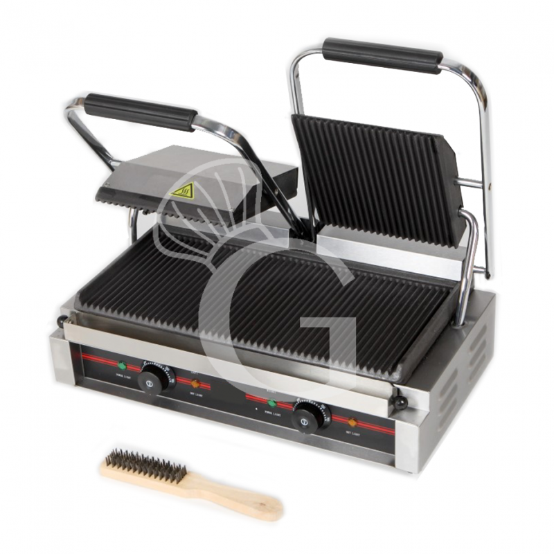 Doppel Kontaktgrill, gerillt, Grillplatte aus Gusseisen, B 570 mm x T 305 mm x H 190m