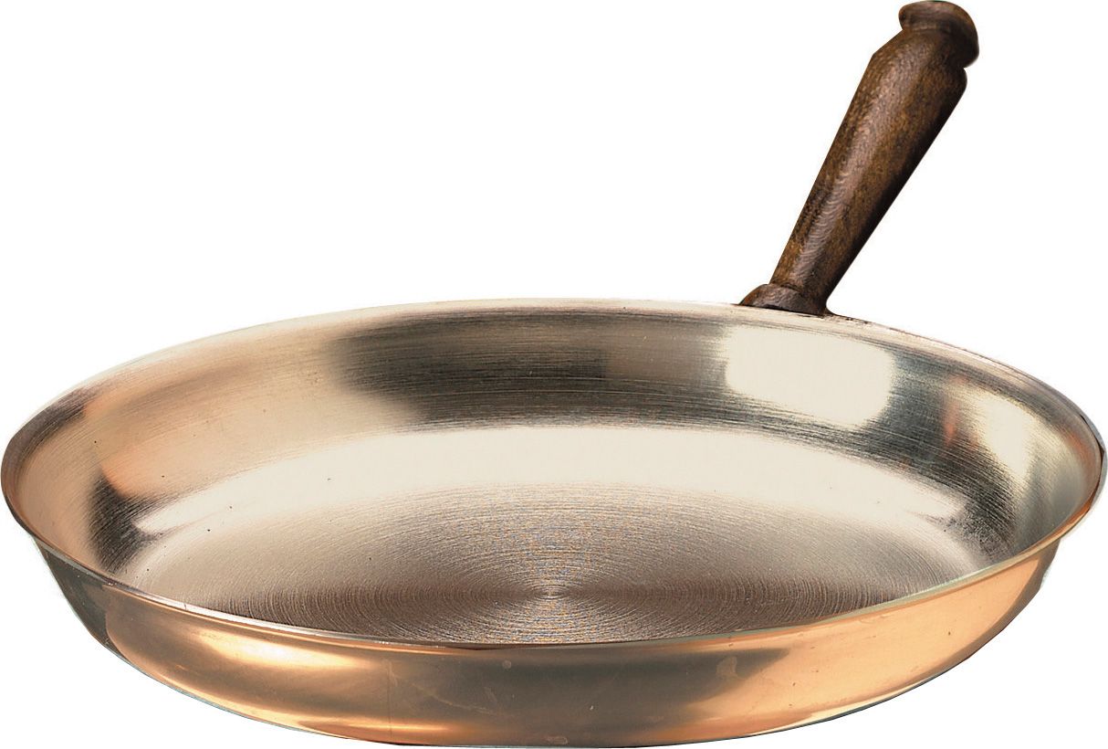 Flambierpfanne, Edelstahl/Kupfer mit Holzstiel, Ø 290 mm