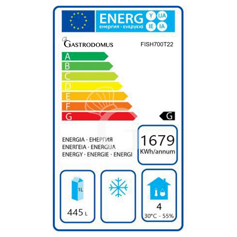 Kühlschrank Fisch/Molkereiprodukte (700 L), 2-türig, Umluftkühlung, -5°C/+10°C, Energieklasse G