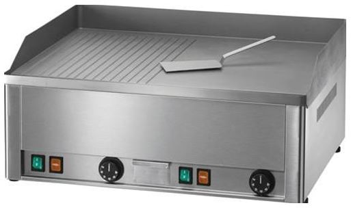Elektro Bratplatte - glatt/gerillt, Tischgerät , 2 Kochzonen aus pulverbeschichteten Stahl, 6000 W, dreiphasig