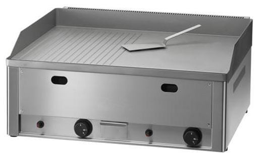 Gas Bratplatte - glatt/gerillt, verchromt, Tischgerät, 2 Kochzonen, 8000 W