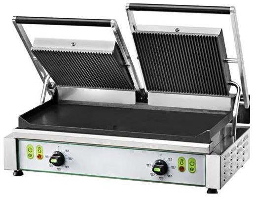 Doppel Kontaktgrill, glatt, Grillplatte aus Gusseisen, B 570 mm x T 360 mm x H 200 mm