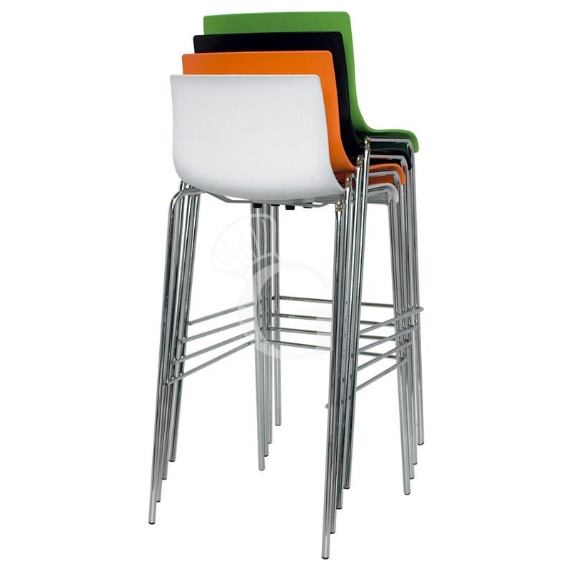 Barhocker "ODEON", verchromter Stahl, Sitzfläche aus Polypropylen