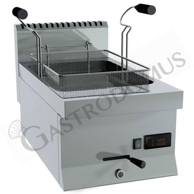 Elektrische Backwaren-Fritteuse, Tischgerät, 1 Becken (5 Liter) B 350 mm x T 650 mm x H 285 mm Elektrische Backwaren-Fritteuse, Tischgerät, 1 Becken (5 Liter) B 350 mm x T 650 mm x H 285 mm
