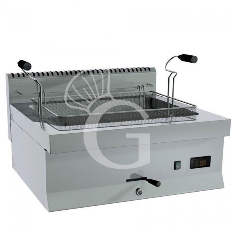 Elektrische Backwaren-Fritteuse, Tischgerät, 1 Becken (10 Liter) B 700 mm x T 650 mm x H 285 mm Elektrische Backwaren-Fritteuse, Tischgerät, 1 Becken (10 Liter) B 700 mm x T 650 mm x H 285 mm