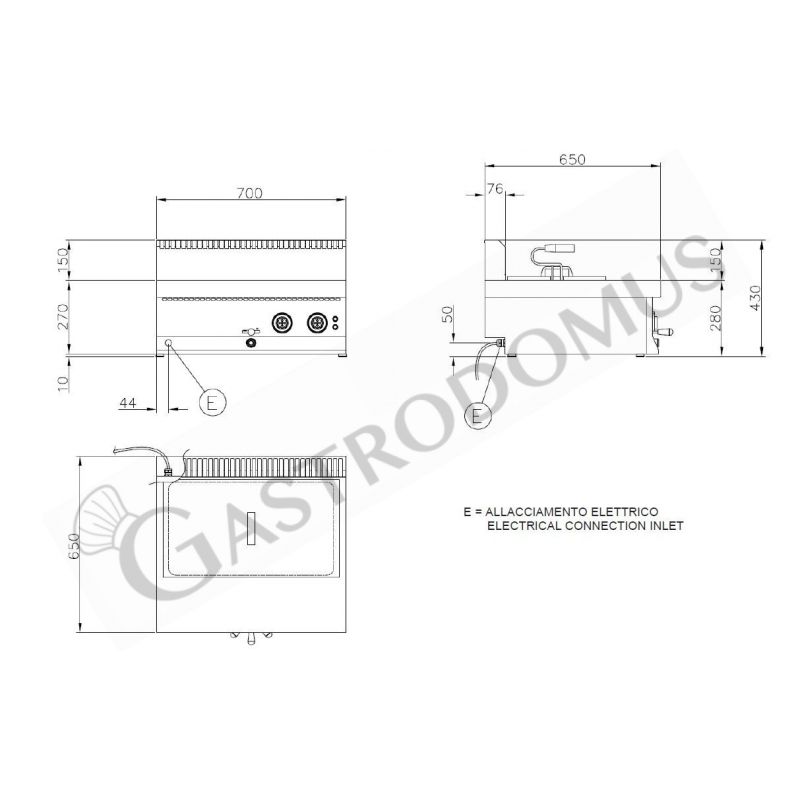Elektrische Backwaren-Fritteuse, Tischgerät, 1 Becken (21 Liter) B 700 mm x T 650 mm x H 285 mm
