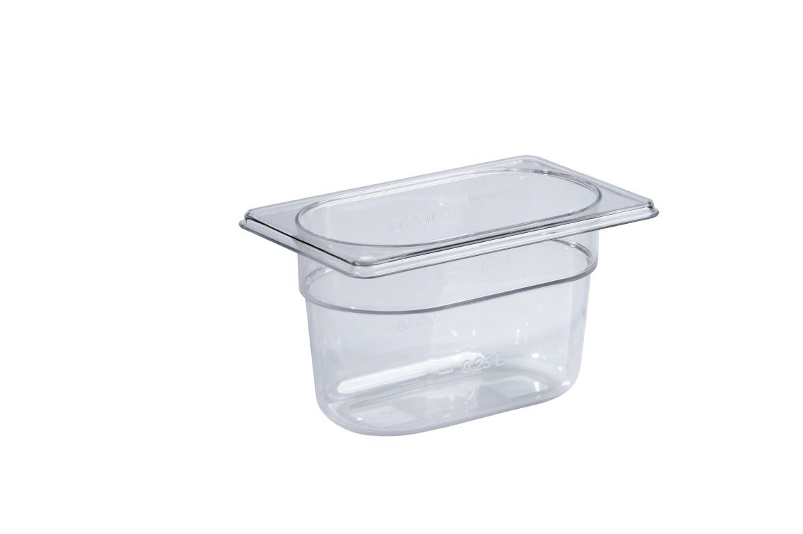 GN 1/9 Behälter aus Polycarbonat, B 176 mm x T 108 mm x H 100 mm – 1 Liter