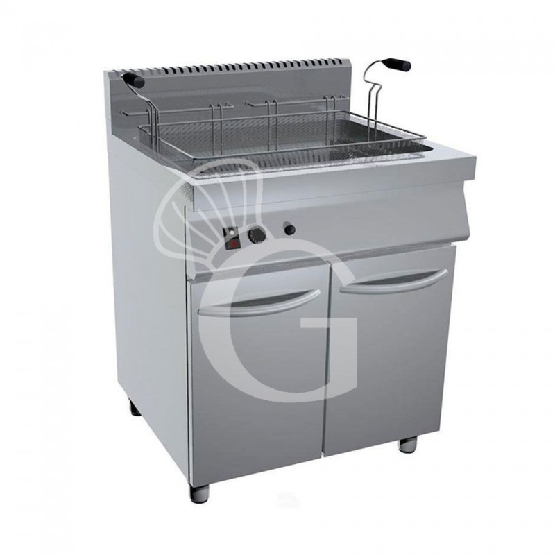 Gas Backwaren-Fritteuse mit Schrank, Standgerät, 1 Becken (45 Liter), B 800 mm x T 730 mm x H 900 mm