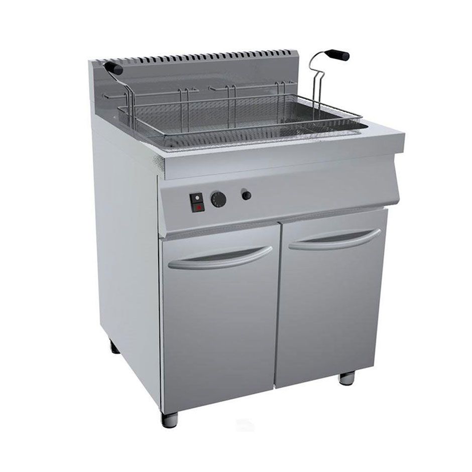 Gas Backwaren-Fritteuse mit Schrank, Standgerät, 1 Becken (45 Liter), B 800 mm x T 730 mm x H 900 mm