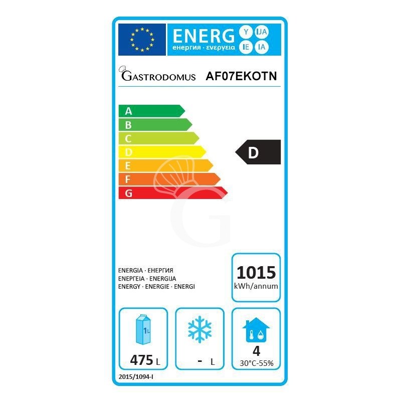 Kühlschrank (650 Liter), Umluftkühlung, Temperatur -2°C /+8°C, Energieklasse G