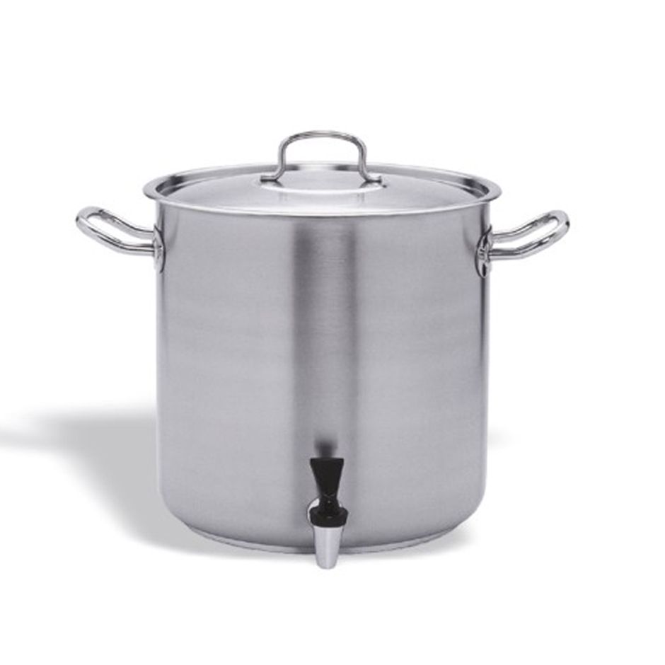 Edelstahltopf / Brautopf mit Ablaßhahn und Deckel (33,6 Liter), Ø 350 mm, H 350 mm