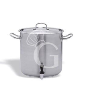 Edelstahltopf / Brautopf mit Ablaßhahn und Deckel (24 Liter), Ø 320 mm, H 320 mm